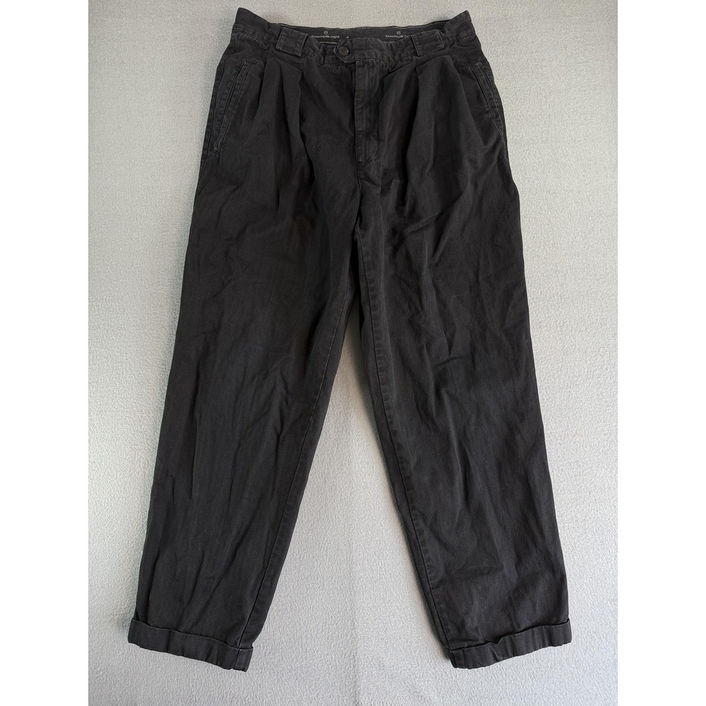 Ermenegildo Zegna Pants Mens 36x30 Black Classic Fit Pleated Chino Italy Cotton